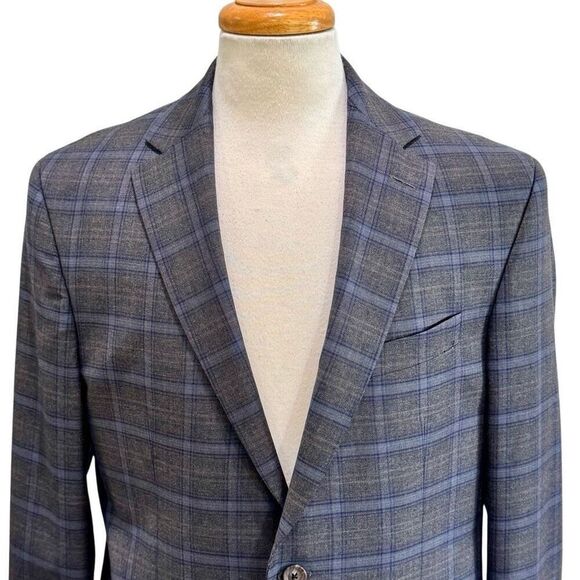 David Donahue CONNOR Check 2 Button Blazer. 42R - Picture 2 of 11